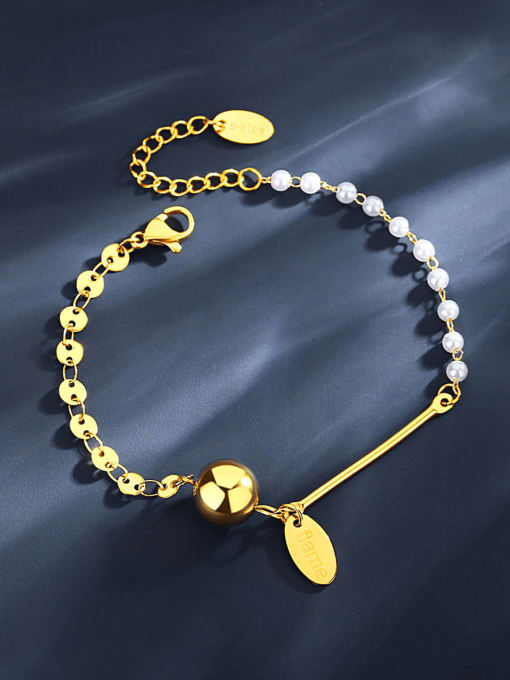 Gold Pearl Irregular Minimalist Bracelet