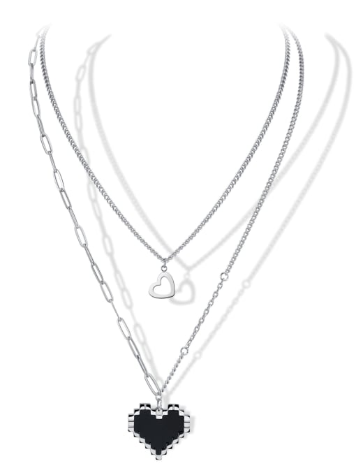 Pixel Heart Layered Necklace