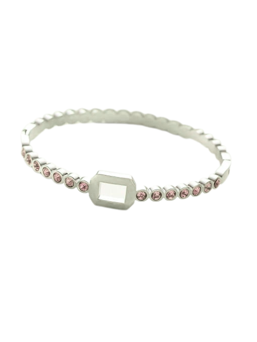 Titanium Steel Cubic Zirconia Geometric Minimalist Band Bangle