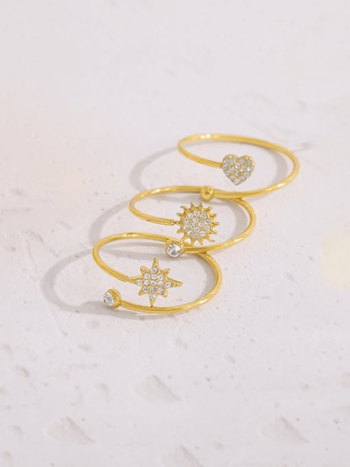 Golden Sunburst Crystal Minimalist Band Ring