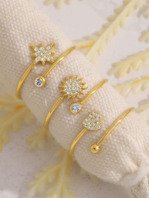 Golden Star Crystal Minimalist Band Ring