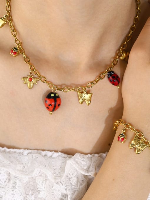 Golden Bohemian Insect Charm Necklace