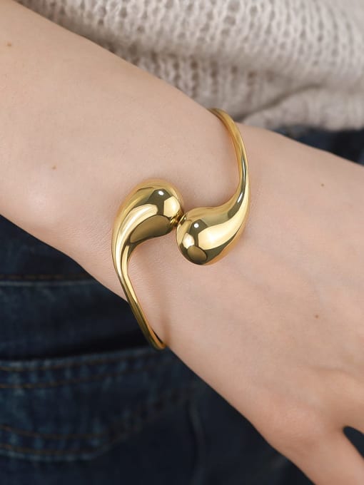 Golden Smooth Water Drop Hip-Hop Band Bangle