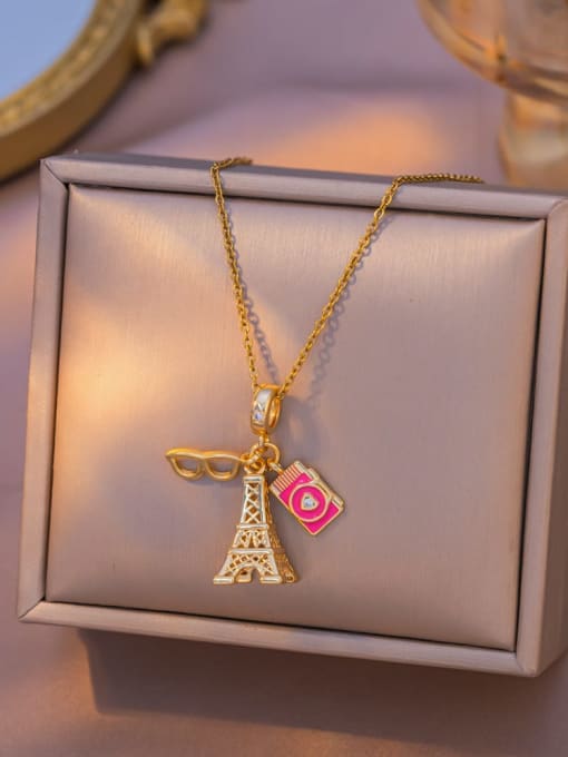 Golden Eiffel Tower & Travel Charm Necklace