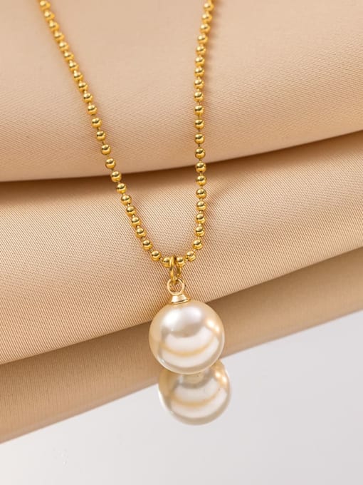 Golden Beaded Chain with Pearl Pendant Necklace