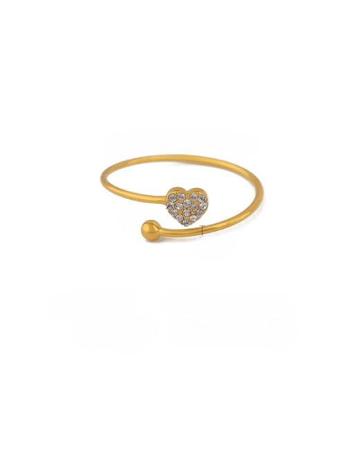 Golden Crystal Heart Minimalist Band Ring
