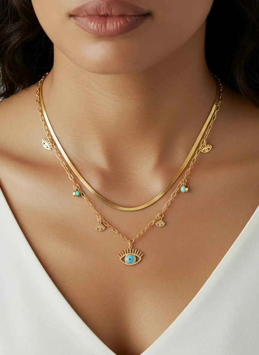 LUXEQA EVIL EYE NECKLACE