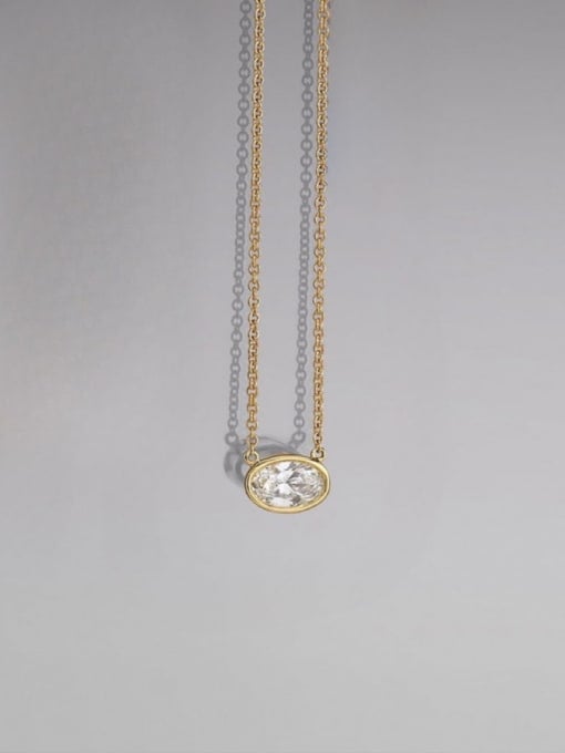 Stainless Steel Oval Opal Minimalist Necklace