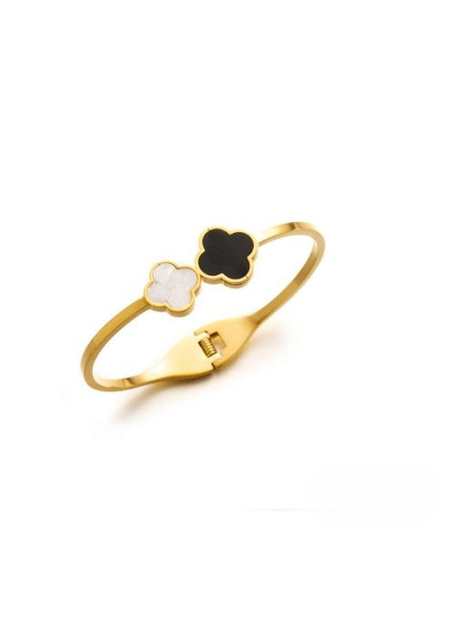 Titanium Steel Shell Clover Minimalist Band Bangle